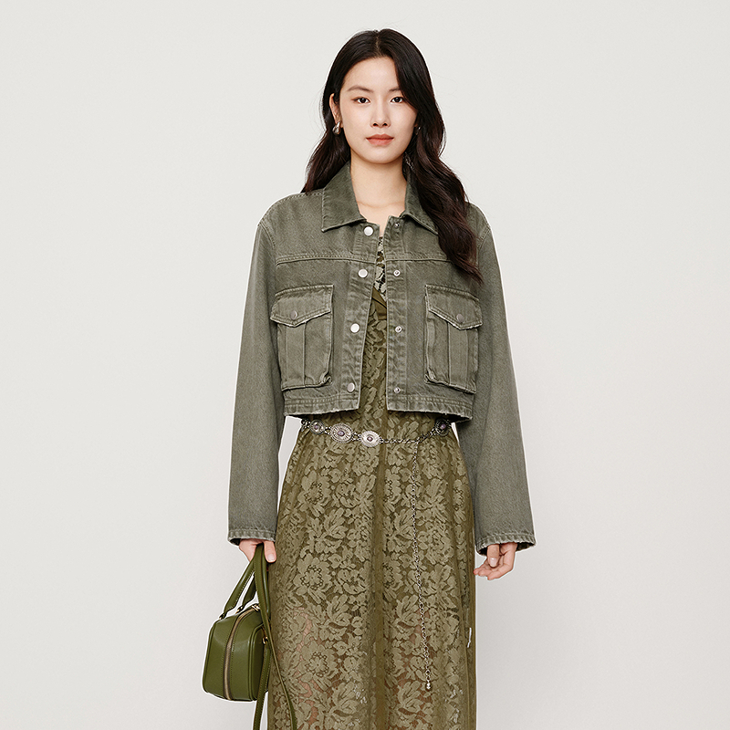 【都市漫游】HPLY荷比俪秋女牛仔夹克式休闲通勤外套HXF32520190