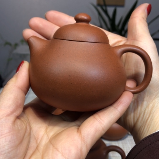 紫砂茶壶夏**初老红泥文蛋160c