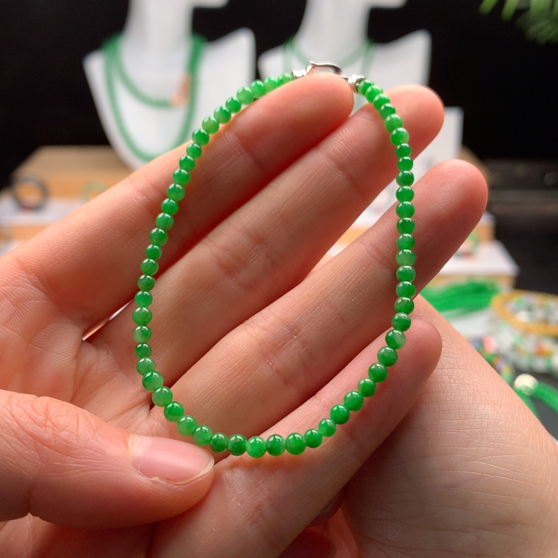 翡翠手链未镶嵌天然缅甸A货翡翠