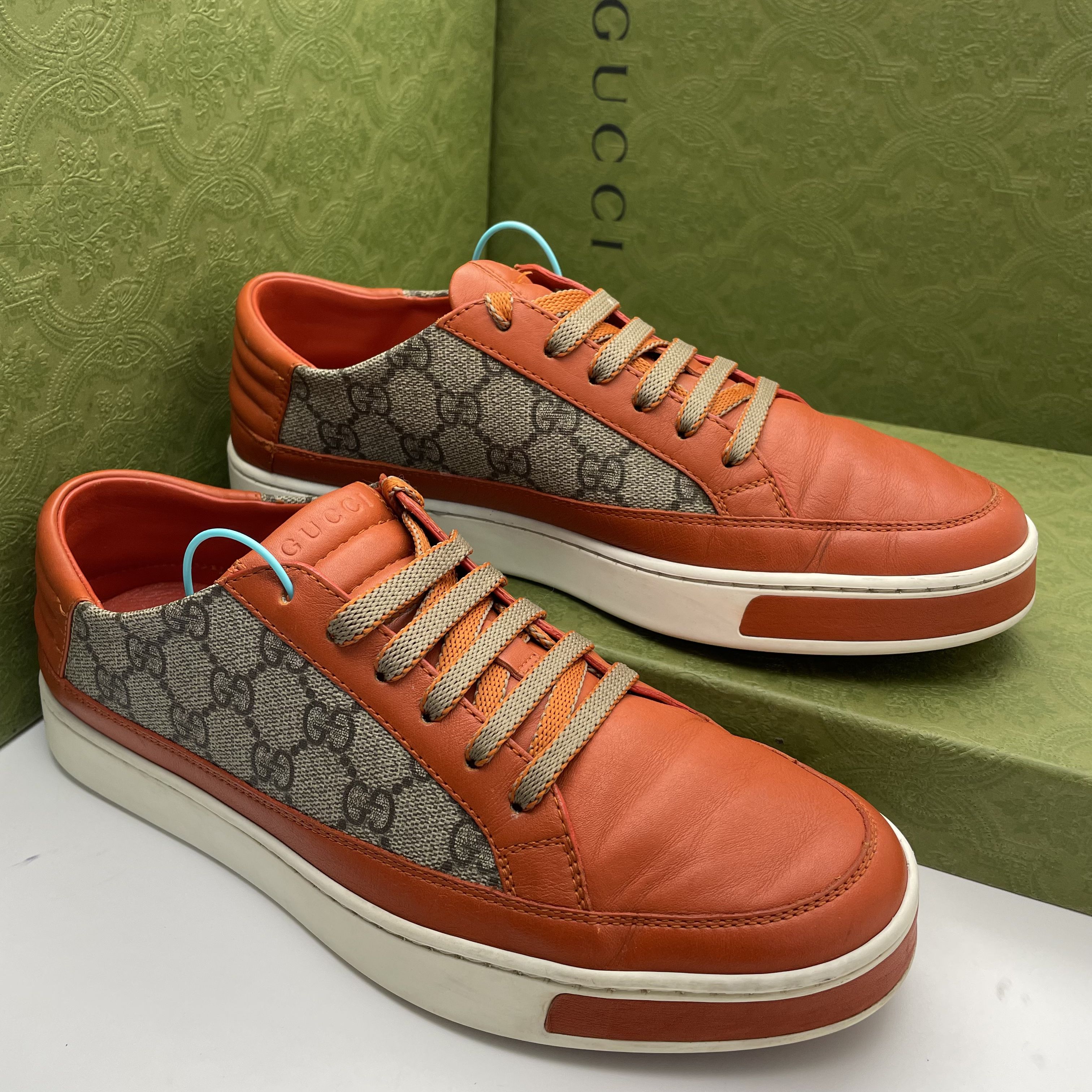 95新 GUCCI/古驰 40欧码/经典双G互扣老花半印时尚低帮板鞋