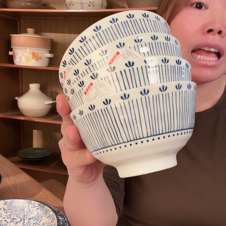 线条纹5寸米饭碗4个