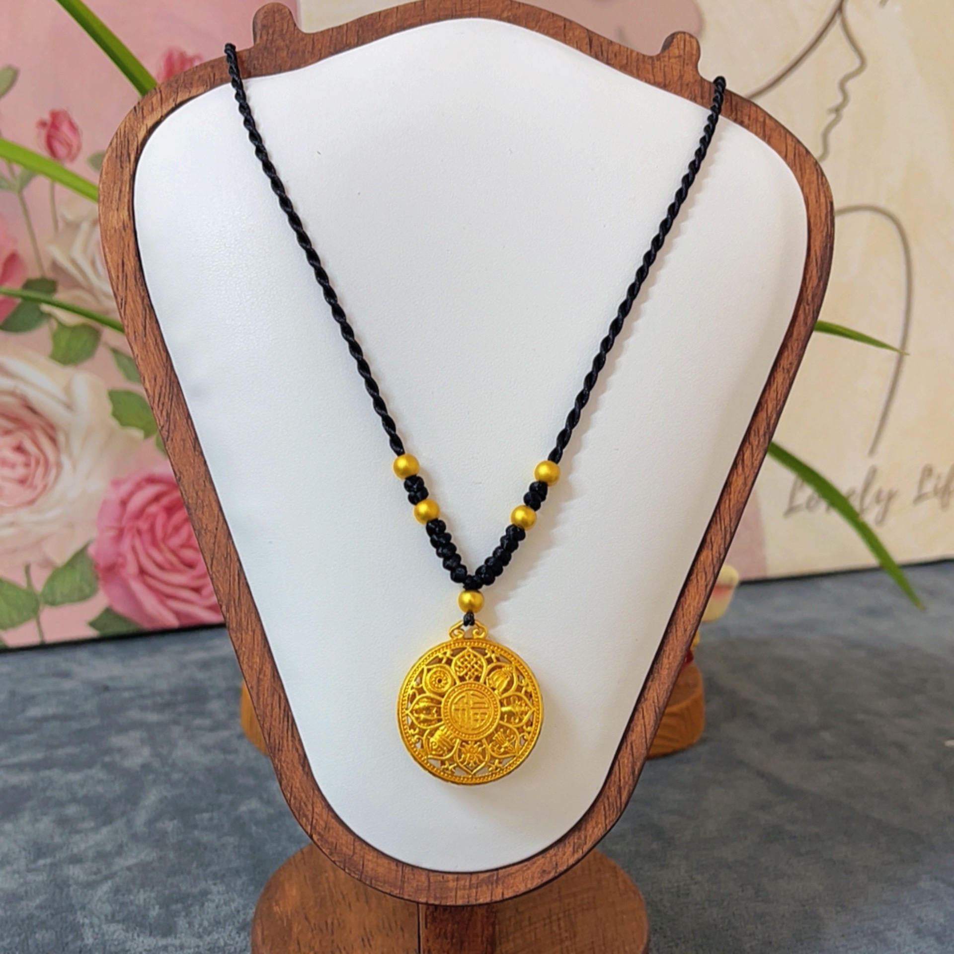 铜合金吊坠 精工版（小号）圆牌莲花八宝罗盘吊坠