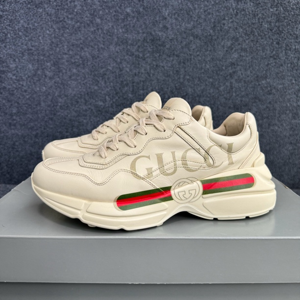 99新 GUCCI/古驰 42.5码 Rhyton 腰带 象牙白 老爹鞋 配盒