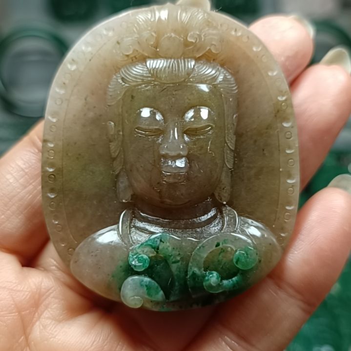 独山玉关音未镶嵌