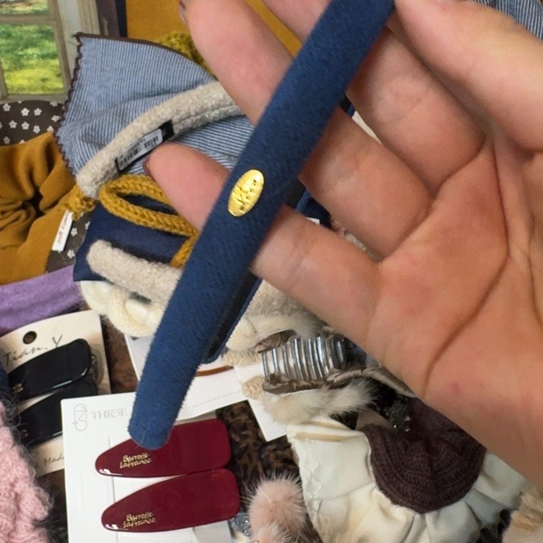 布艺铁合金藏青色发箍