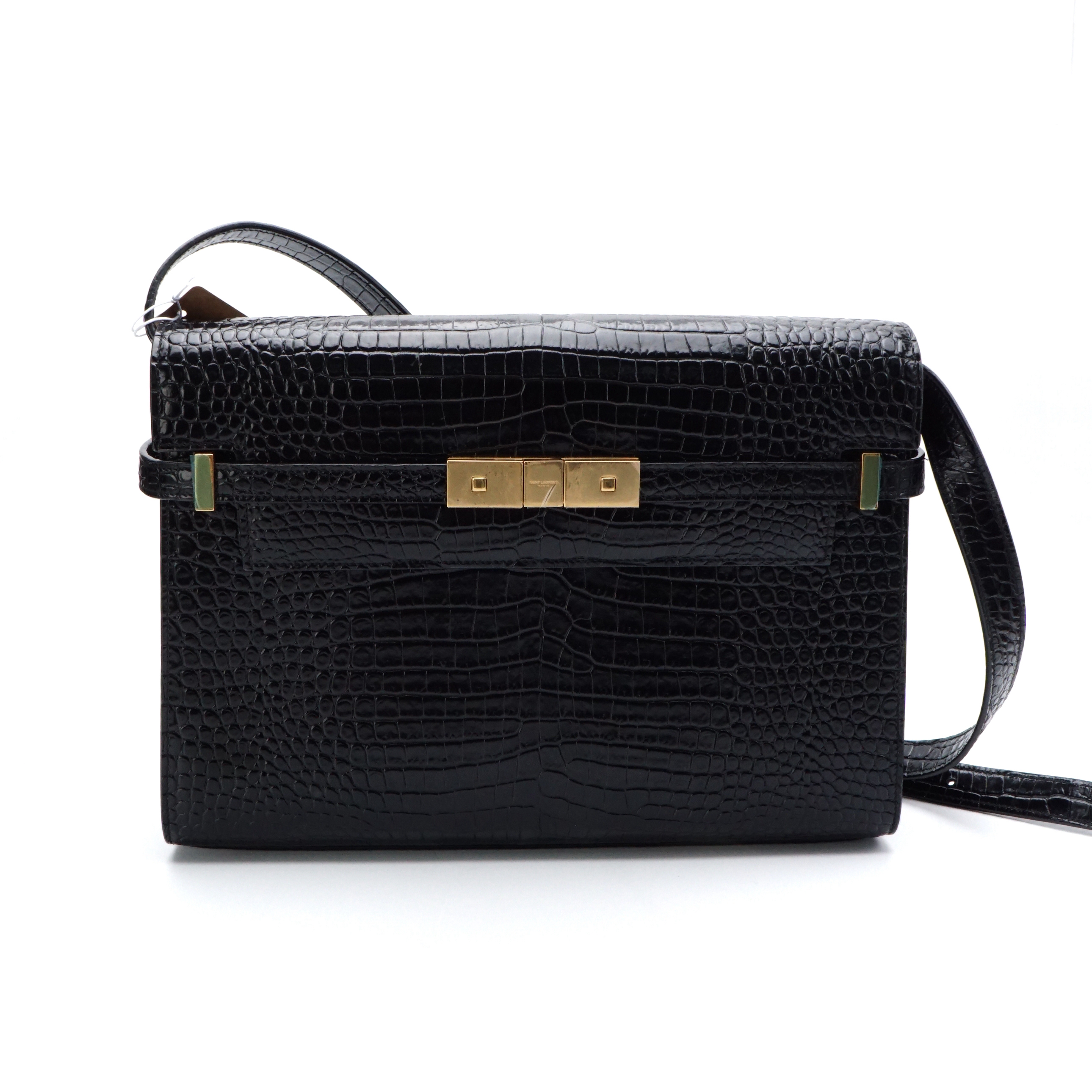 99新 YSL/圣罗兰 （闲置全新）圣罗兰曼哈顿中号鳄压纹单肩包  9286
