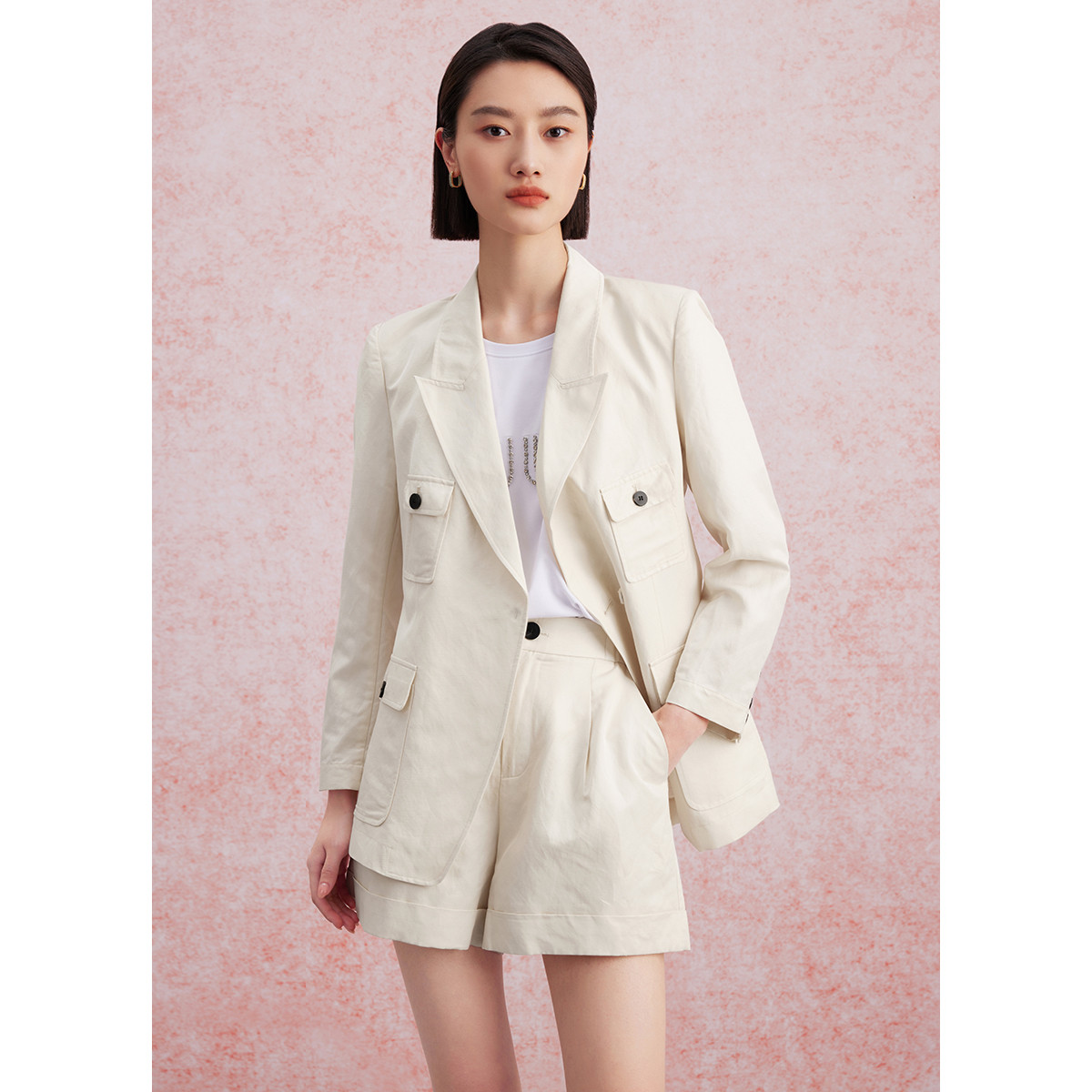 【诗语专属】设计感亚麻西装女秋季简约高级感百搭时尚外套