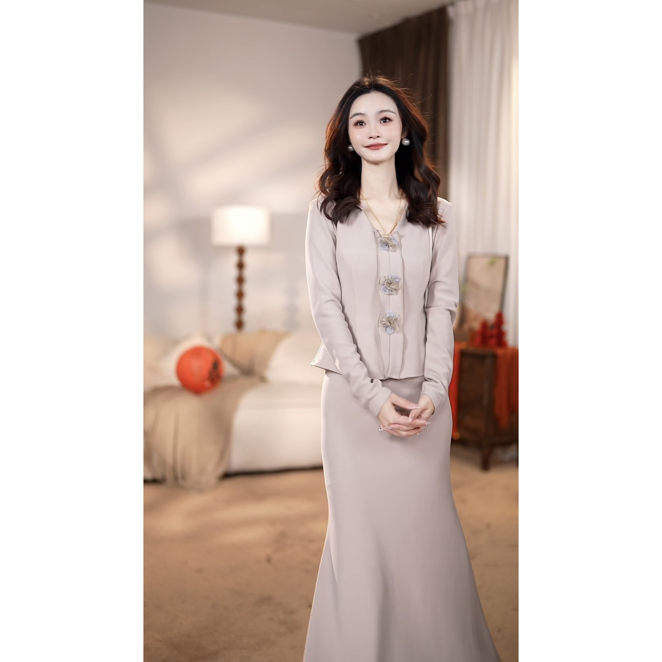 【之之】冬日樱园 优雅气质时尚连衣裙-ZX861