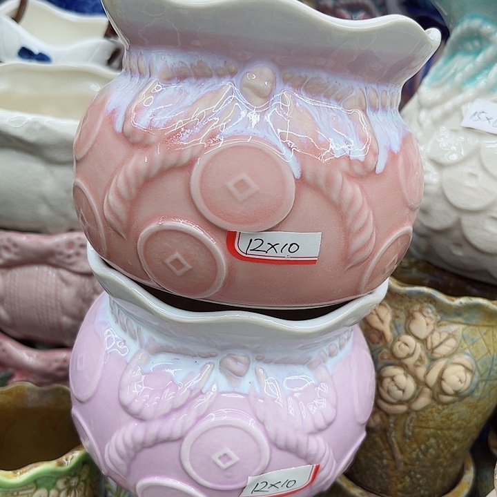 多肉绿植陶瓷花盆9.9包邮，有孔