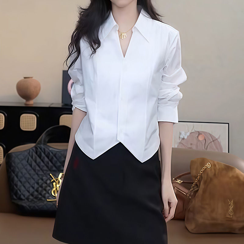 2026年秋季新款白色简约休闲时尚百搭长袖衬衫大码女装胖MM穿搭