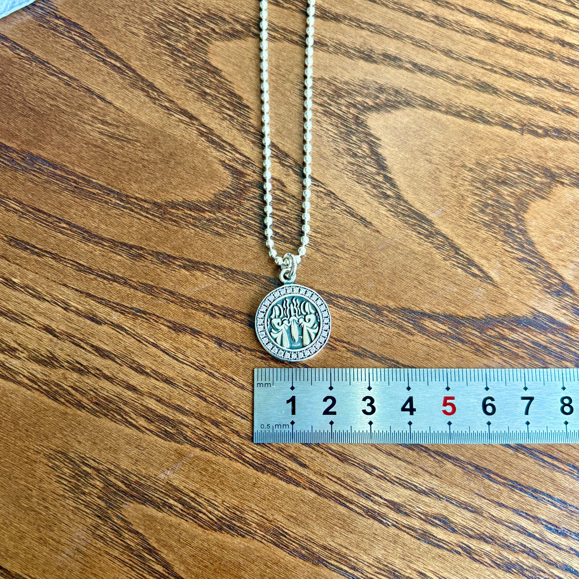 铜合金项链 天使圆牌项链复古做旧毛衣链简约百搭