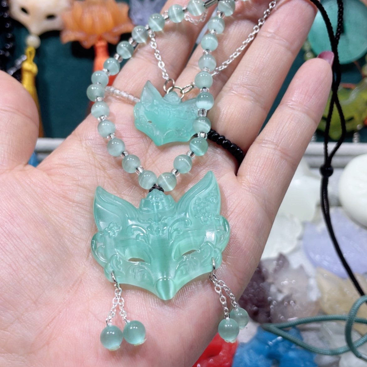 【闪购商品】未镶嵌岫玉颈饰丹*鹤25猫眼
