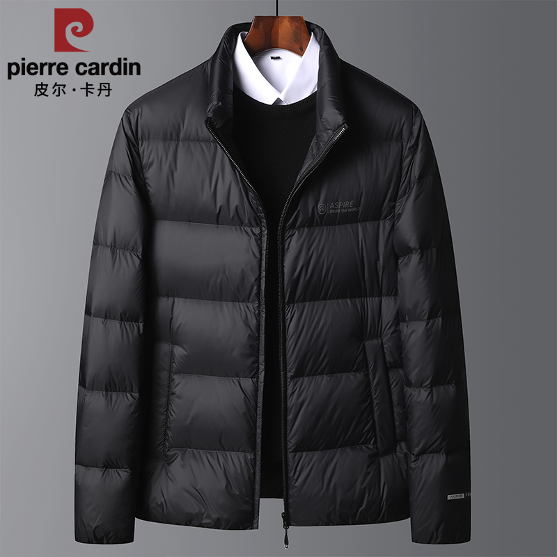 皮尔卡丹【总裁联名款】冬季高端男士白鸭绒立领羽绒服轻薄款面包服