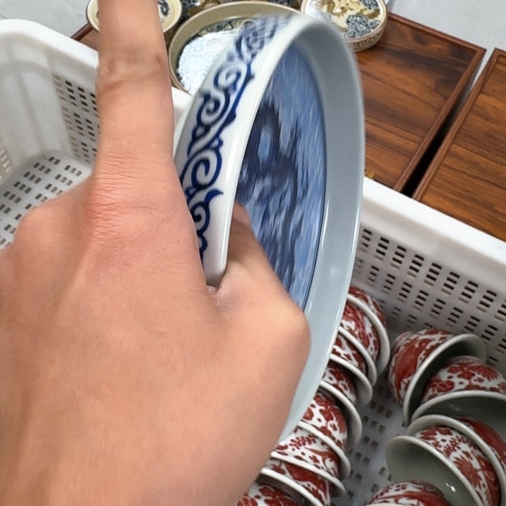 瓷片青花海水龙大壶乘
