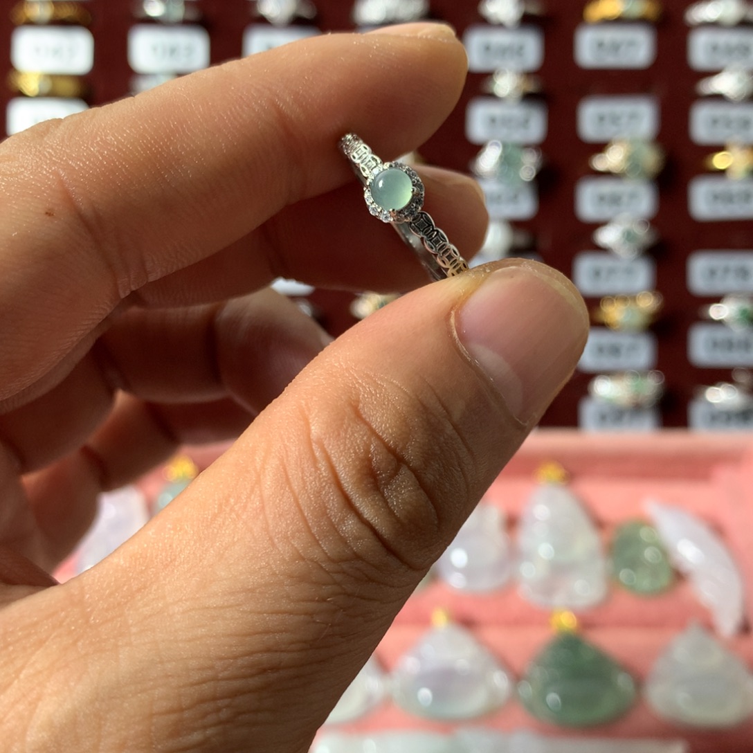 翡翠银S925镶嵌戒指42