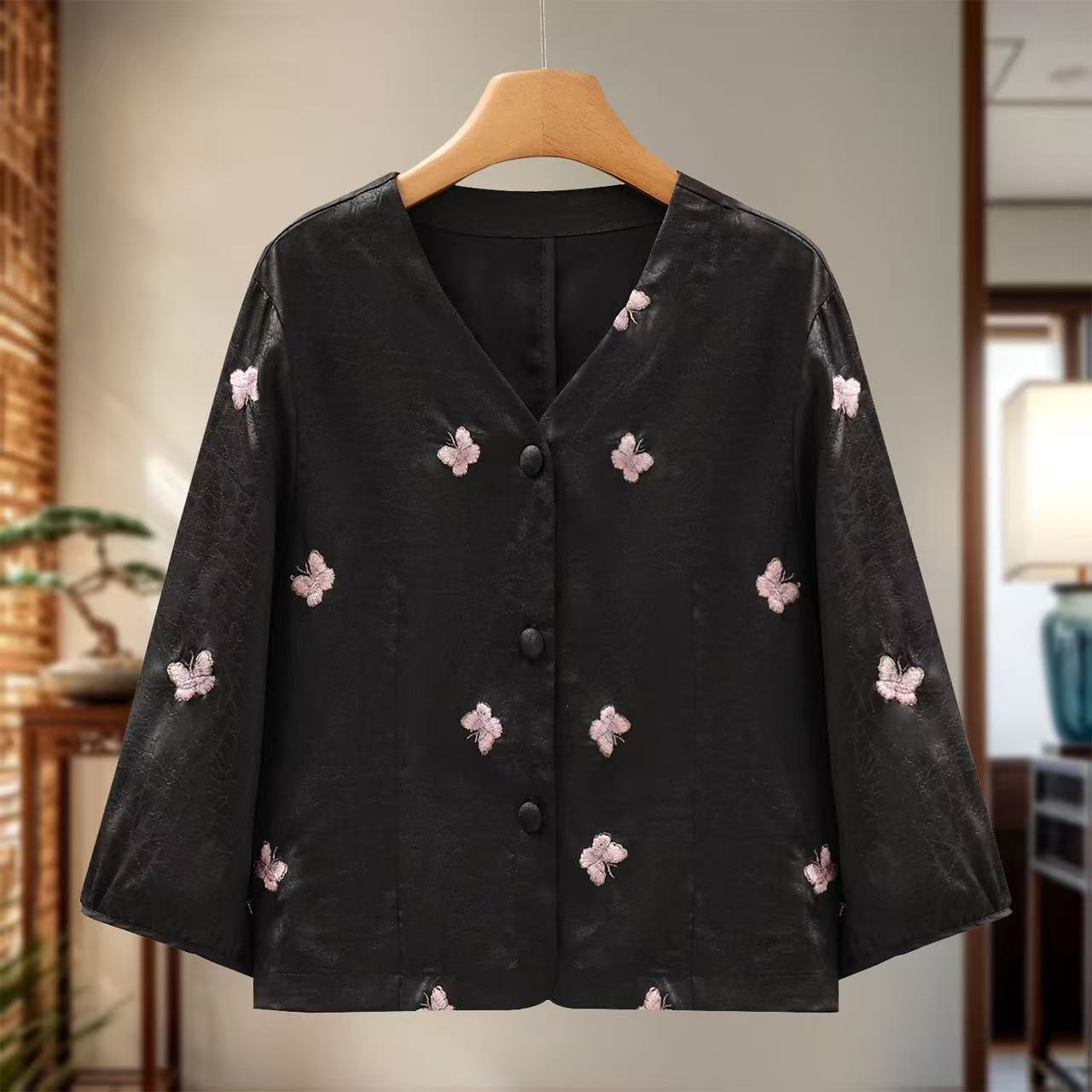 （蝶语）新中式文艺刺绣夏季刺绣重工上衣