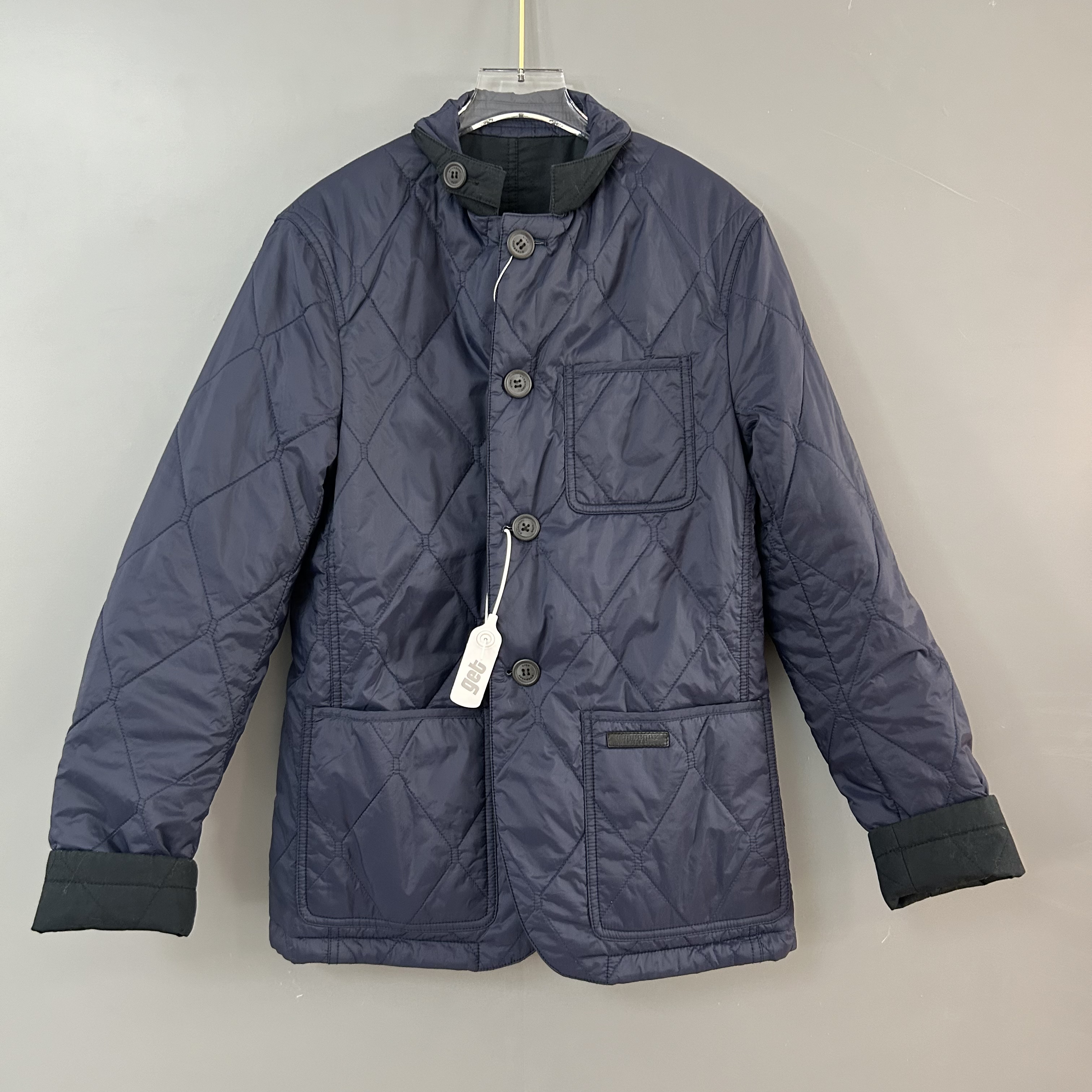 95新 BURBERRY/博柏利 巴宝莉双面藏青色棉服外套