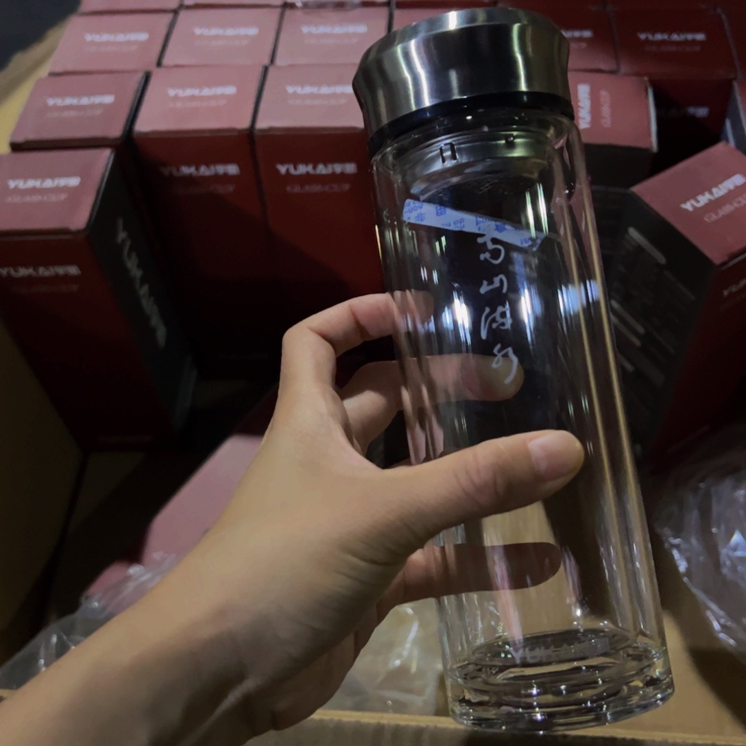 宇剀玻璃杯玻璃杯双层玻璃杯400玻璃杯高三流水