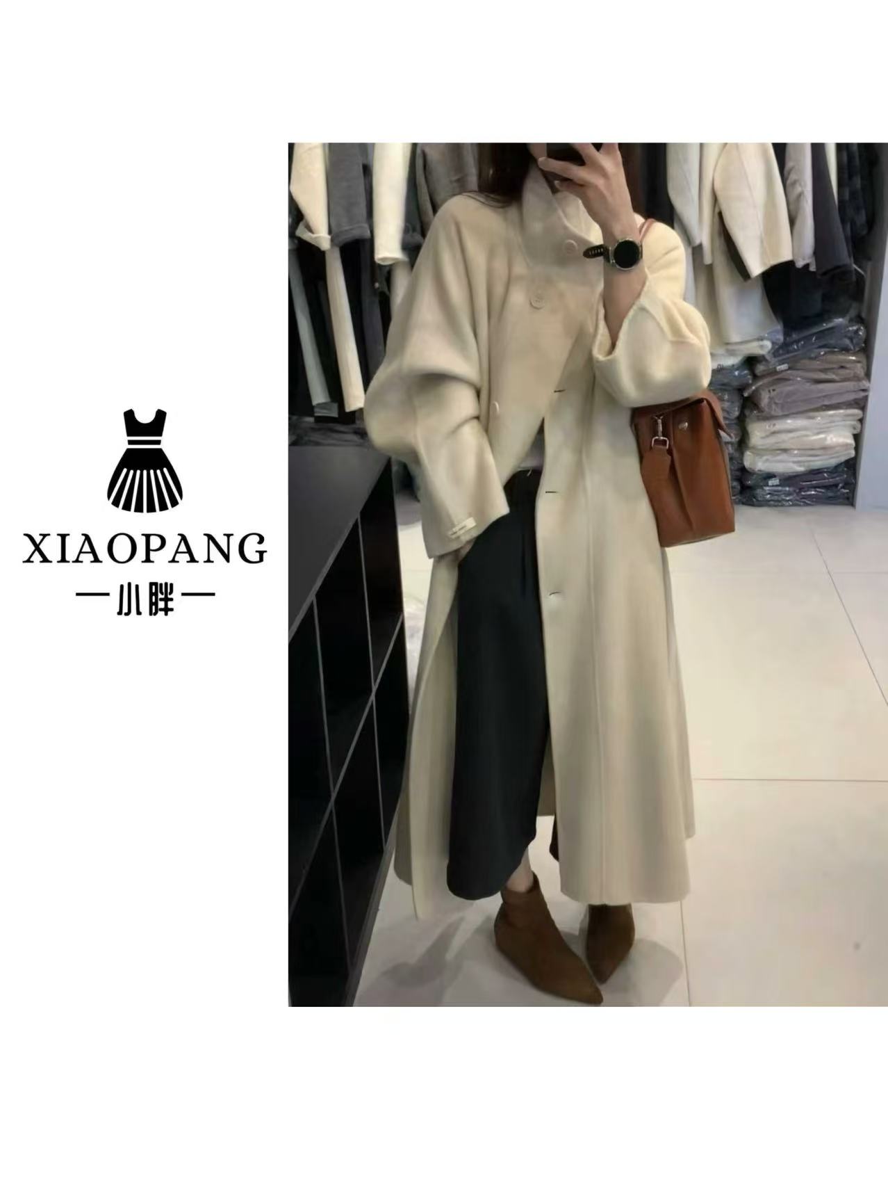 【小胖家】8998韩系立领单排扣中长款大衣