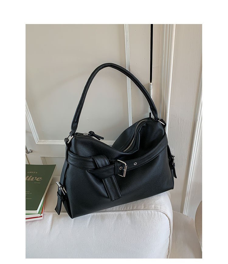 【Sun·studio】秋冬黑色慵懒风托特包/通勤百搭大容量/单肩斜挎包