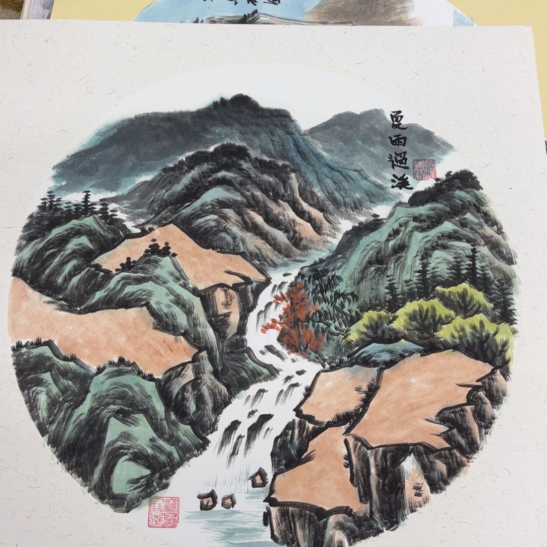 国画斗方花鸟山水手绘