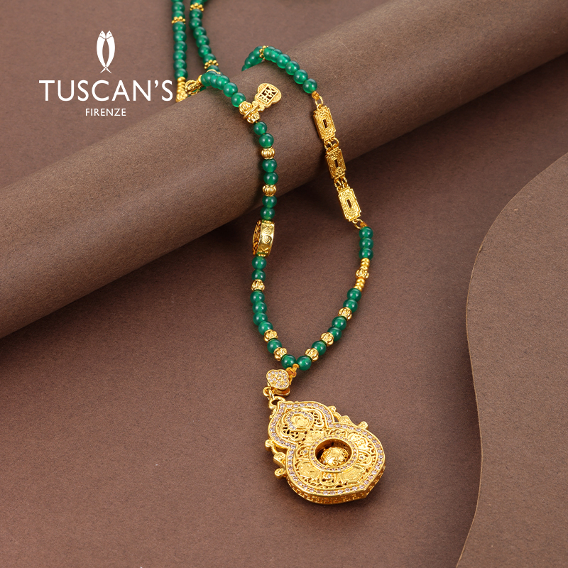 非金属玻璃项链 TUSCAN'S 铜合金玻璃项链 新中式复古国风葫芦民