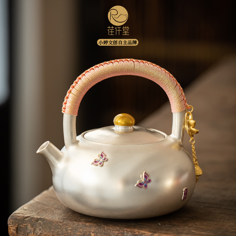 德国茶壶提梁壶鎏银壶功夫茶具搪瓷茶壶泡茶神器德化荏仟堂陶瓷茶