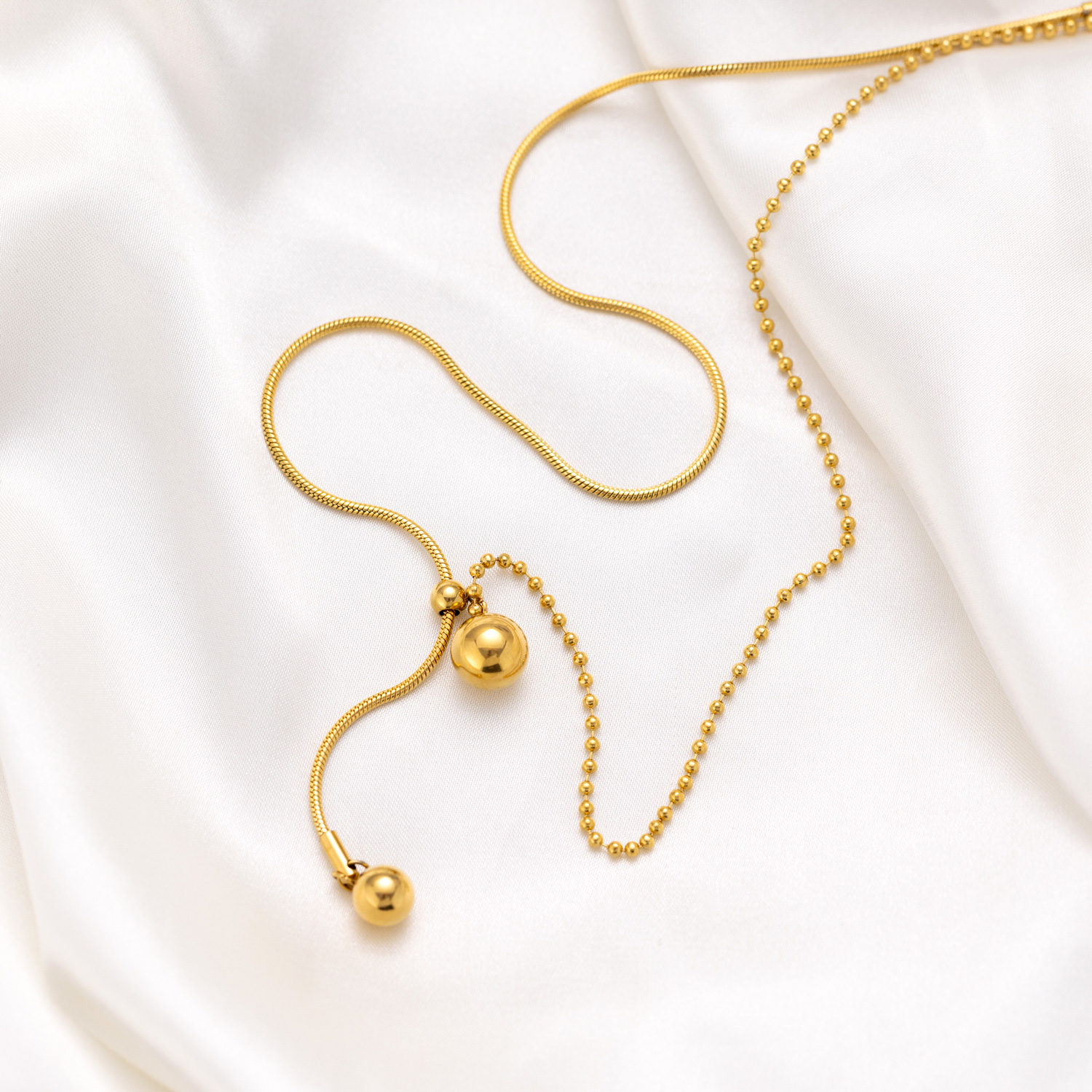 钛钢项链 【有球必应】珠珠毛衣链长款抽拉颈链秋冬毛衣女锁骨链