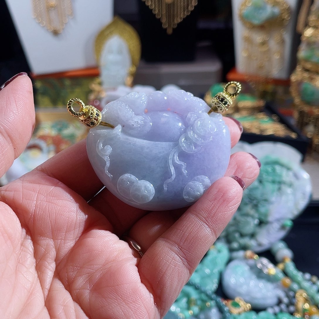 翡翠颈饰未镶嵌冰紫元宝吊坠