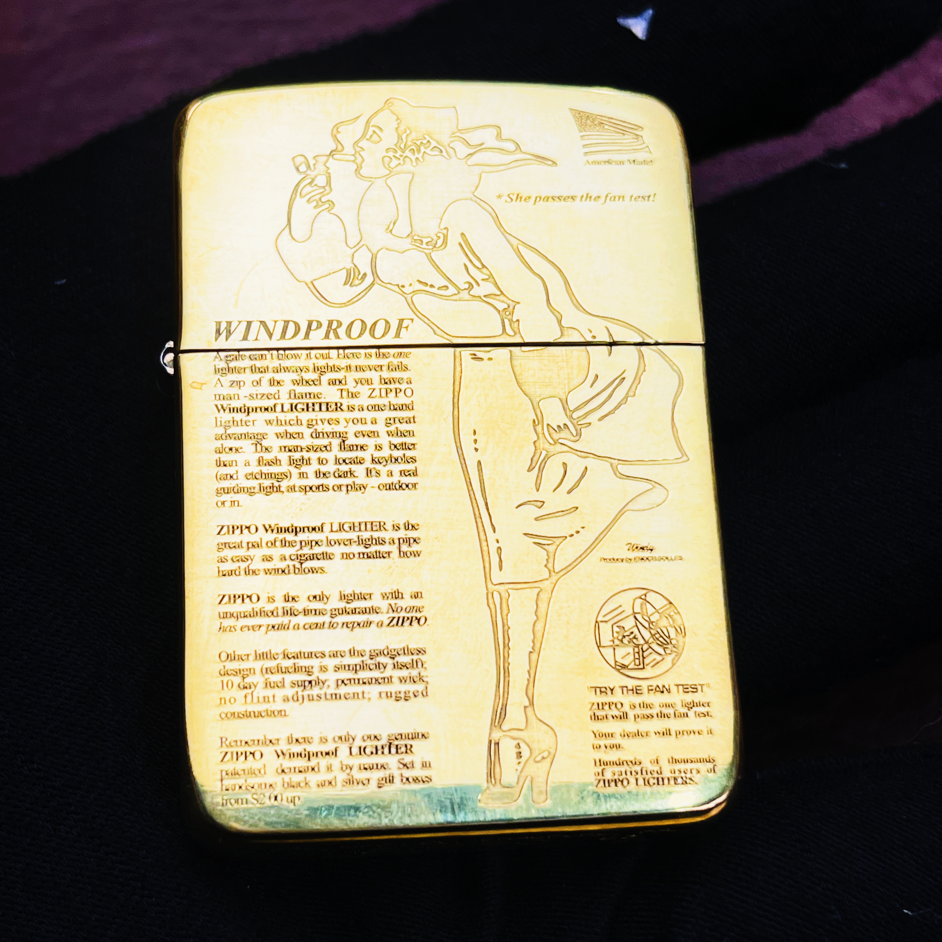 Zippo打火机1941B铜海报风女风中女郎