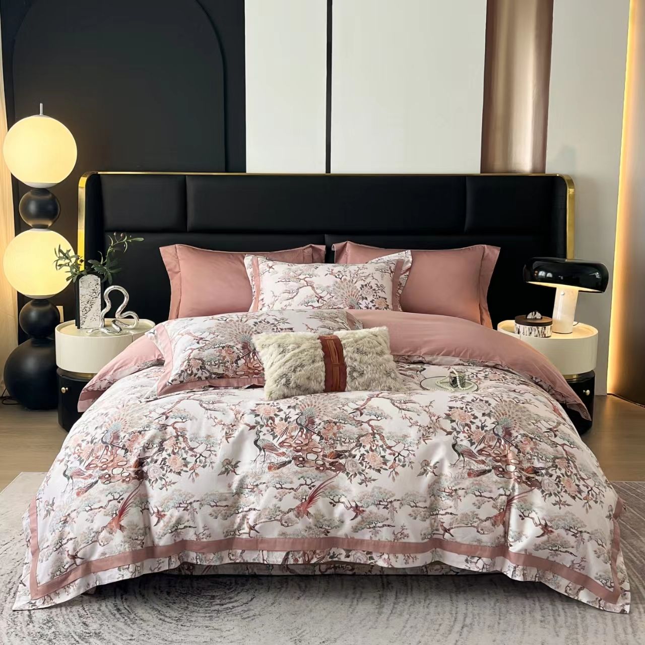 【高货清仓】FL120支加密超柔匹马棉色织天锦缎四件套-喜上眉梢系列