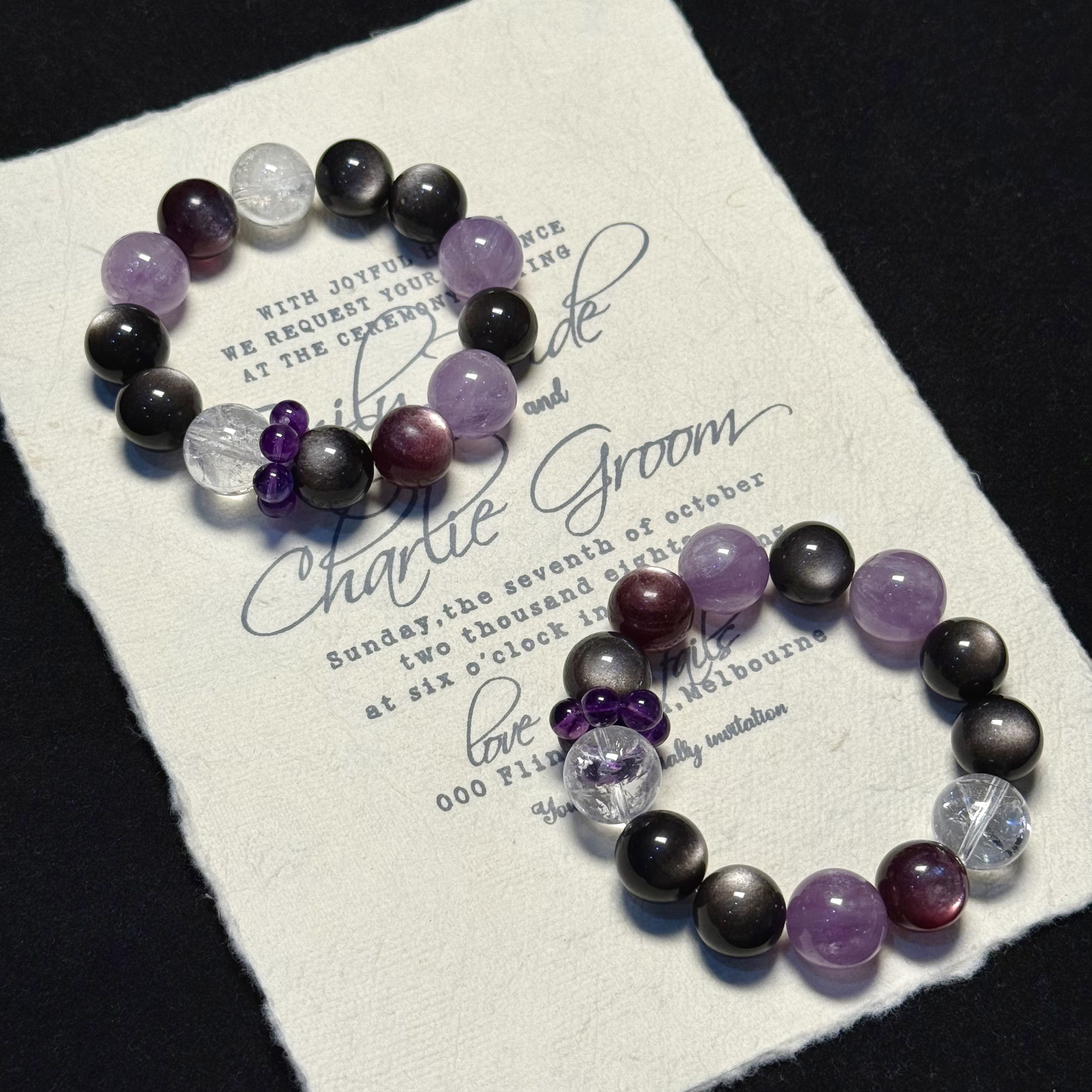 Y183（黑天鹅）紫水晶银曜石设计款手串14mm多样性发一