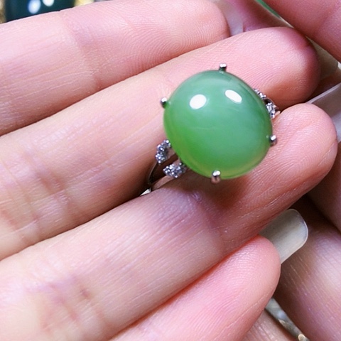 和田玉银S925镶嵌戒指