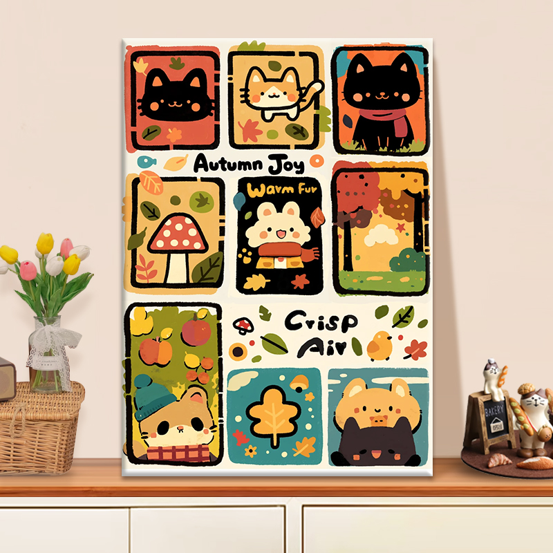 可爱风格diy数字油画2025新款丙烯画手工填充填色治愈系装饰画