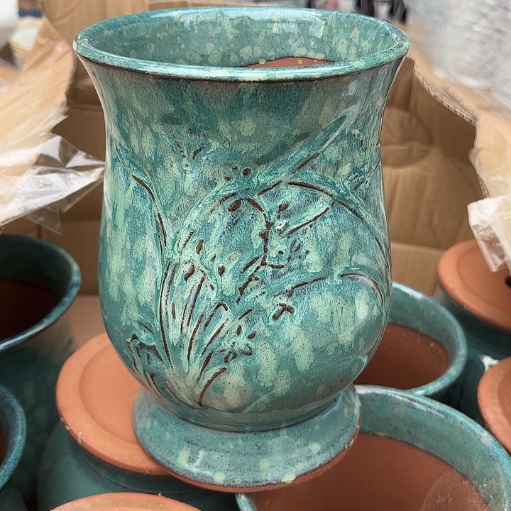 紫砂茶碗绿口径14高度20一个