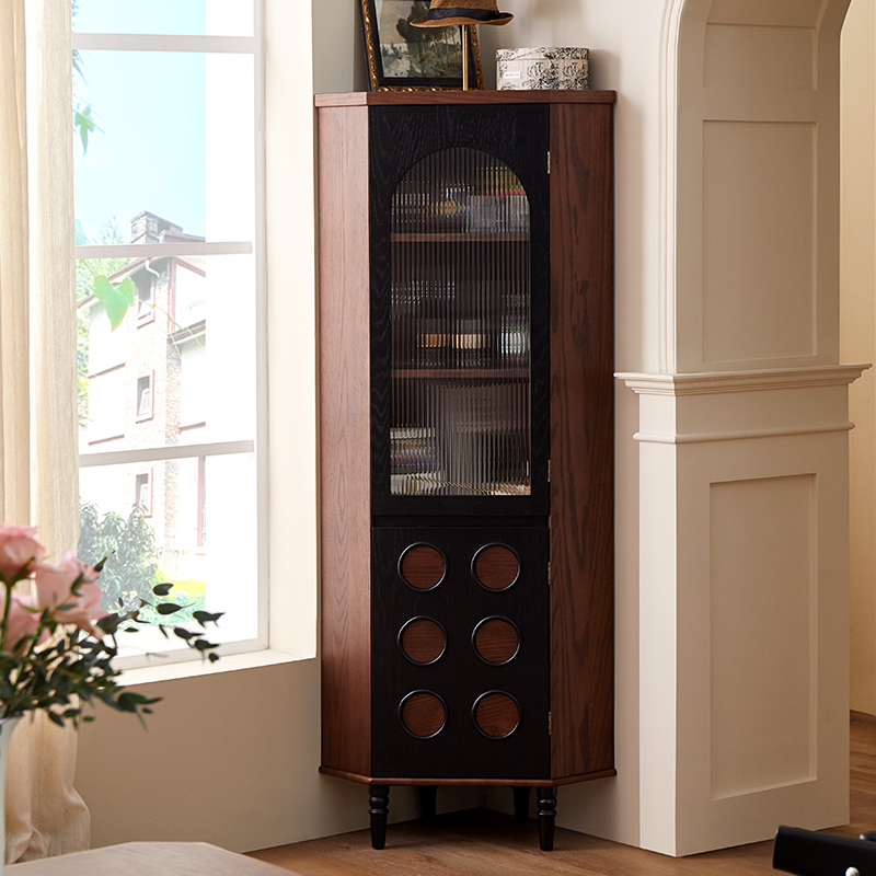 【年末清库款】法式复古实木转角置物角柜一体靠墙展示柜客厅边柜