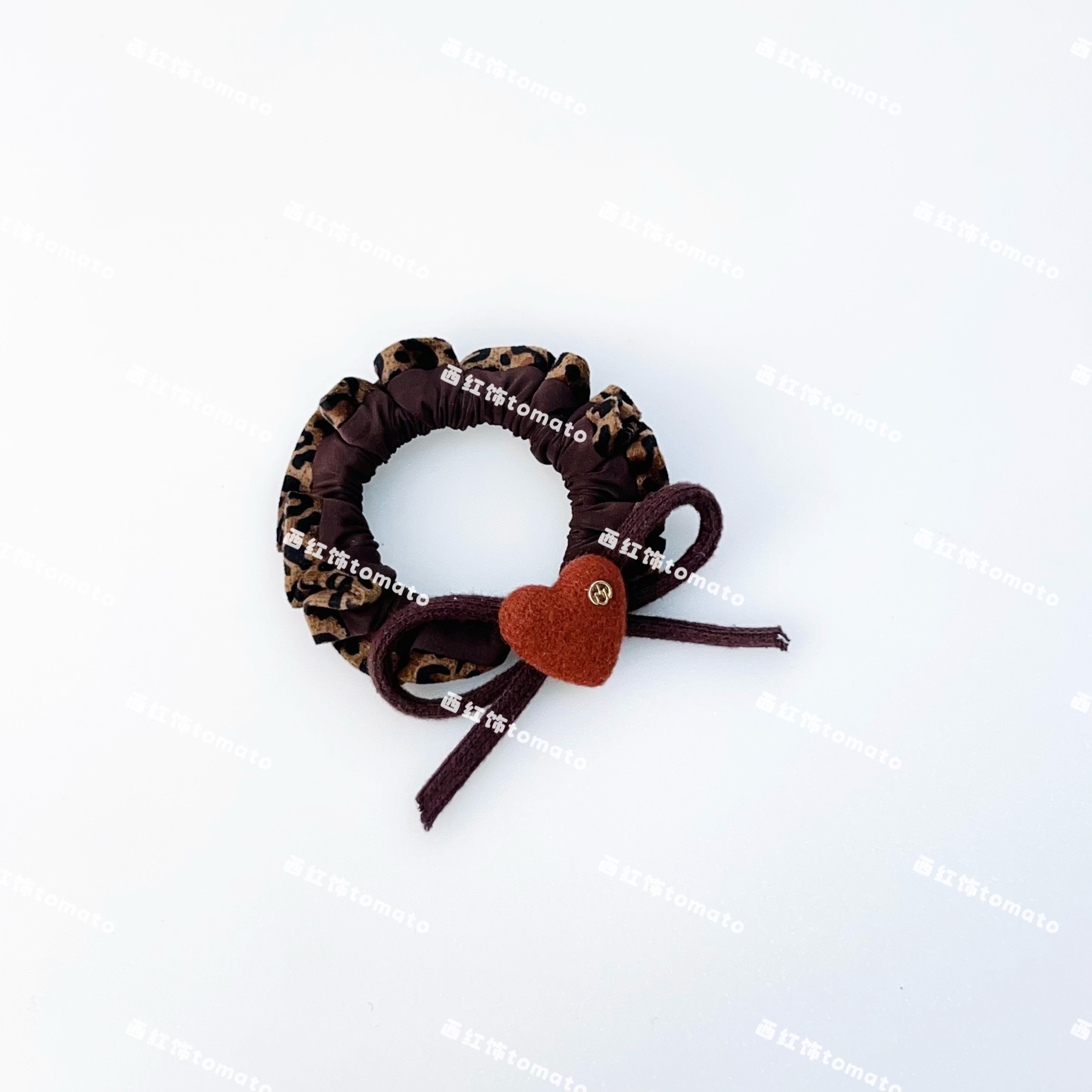 西红饰TOMATO韩国东大门经典百搭爱心豹纹爱心发圈