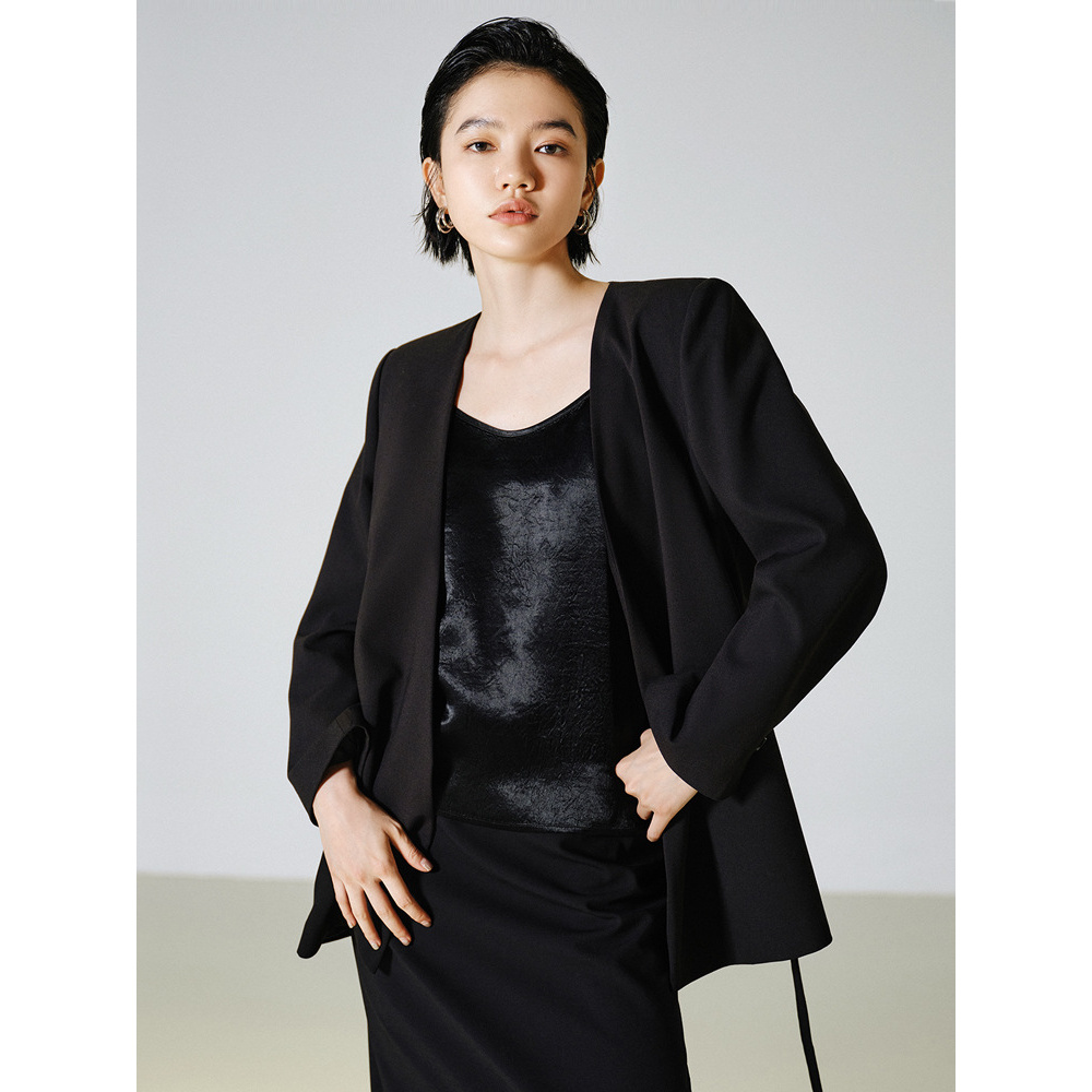 【折客优品】秋季缎面丝光吊带背心女短上衣通勤美背851-7QT85512