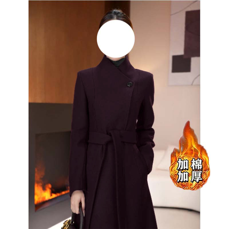【加棉加厚】【含腰带】秋冬中长款女外套收腰气质大衣QY0182