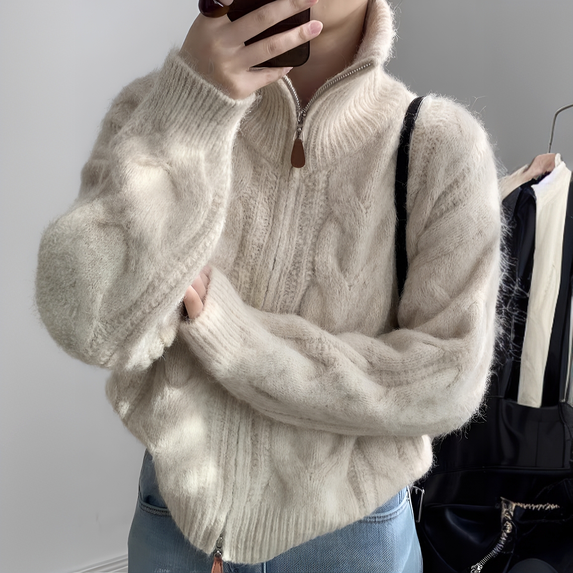 【ANRAN】X809-859号女套头毛针织衫学生上衣毛衣复古日系宽松韩版