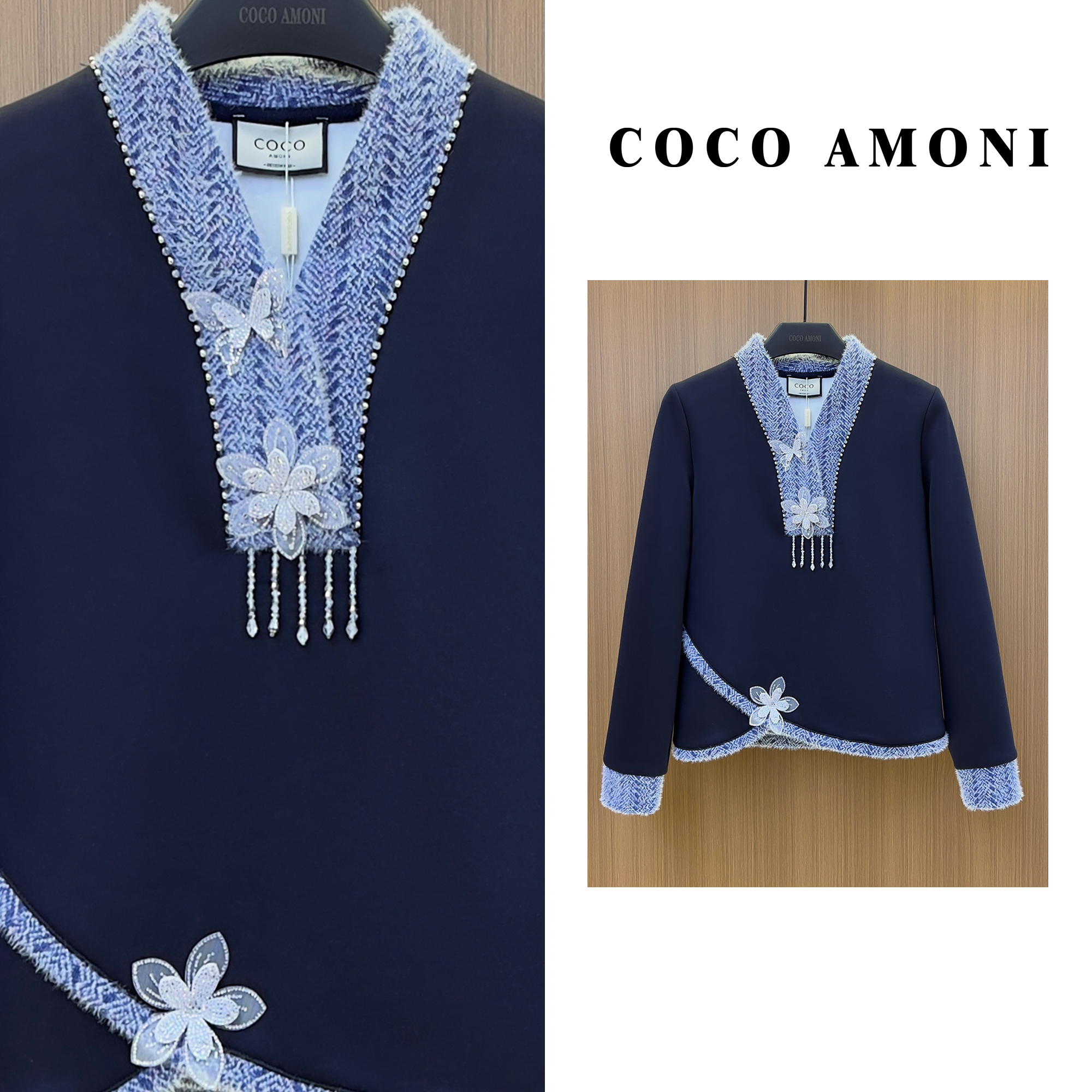 新款轻奢简约舒适感高级设计师新款女装重工气质卫衣ZD246