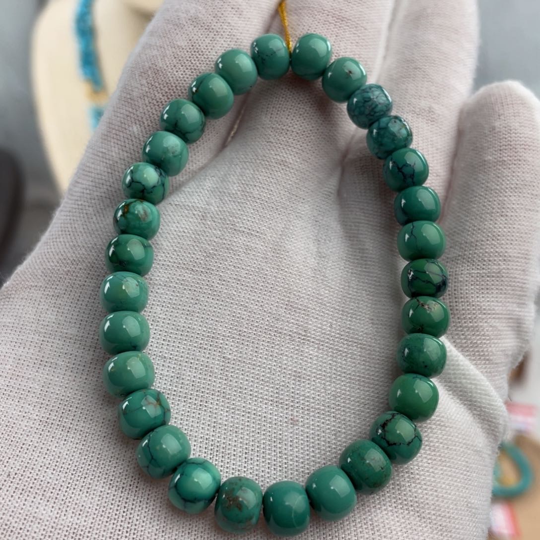 绿松石手链未镶嵌精品玉化单圈卡7+