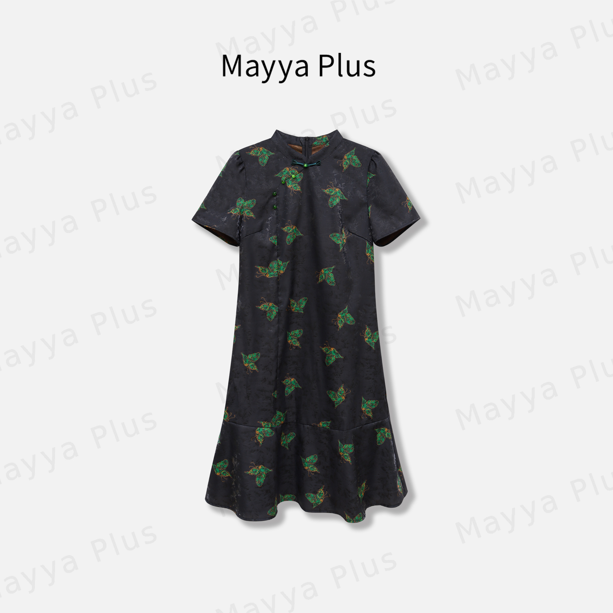 【绿蝶旗袍】Mayya Plus麦芽定制国风新中式提花旗袍连衣裙32528512