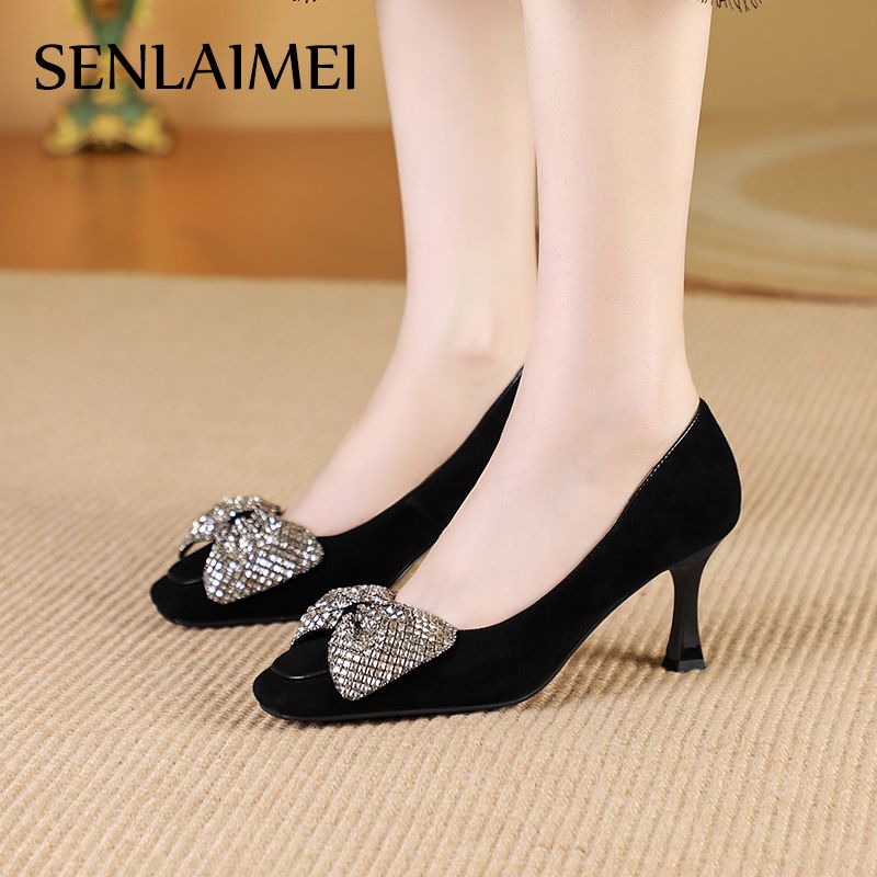 法式高跟鞋/7cm/羊皮/33-40/8700新款超软羊皮单鞋女鞋细跟高跟鞋