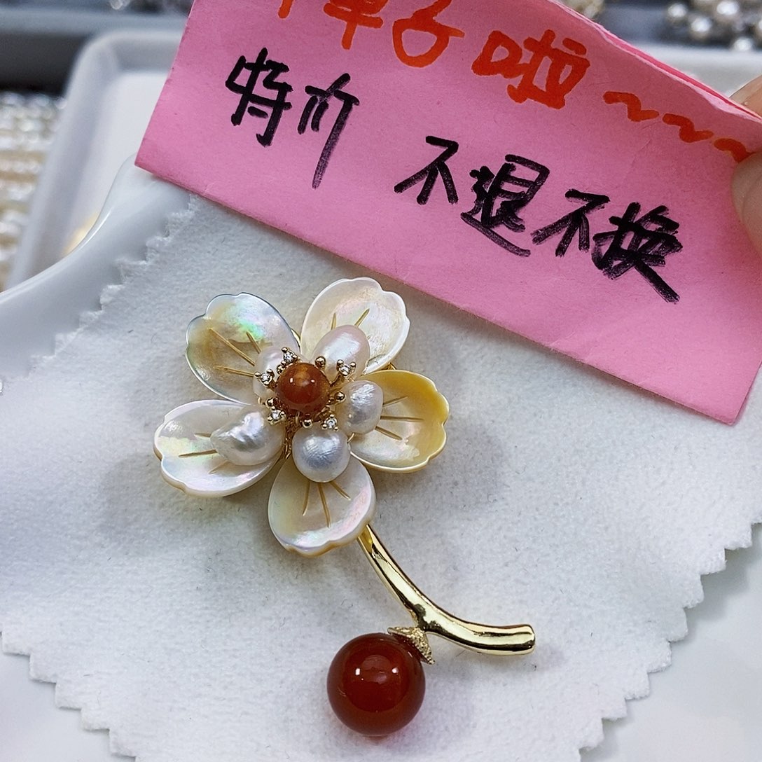 淡水珍珠特价不退不换稀有手工制作淡水珍珠胸针未镶嵌