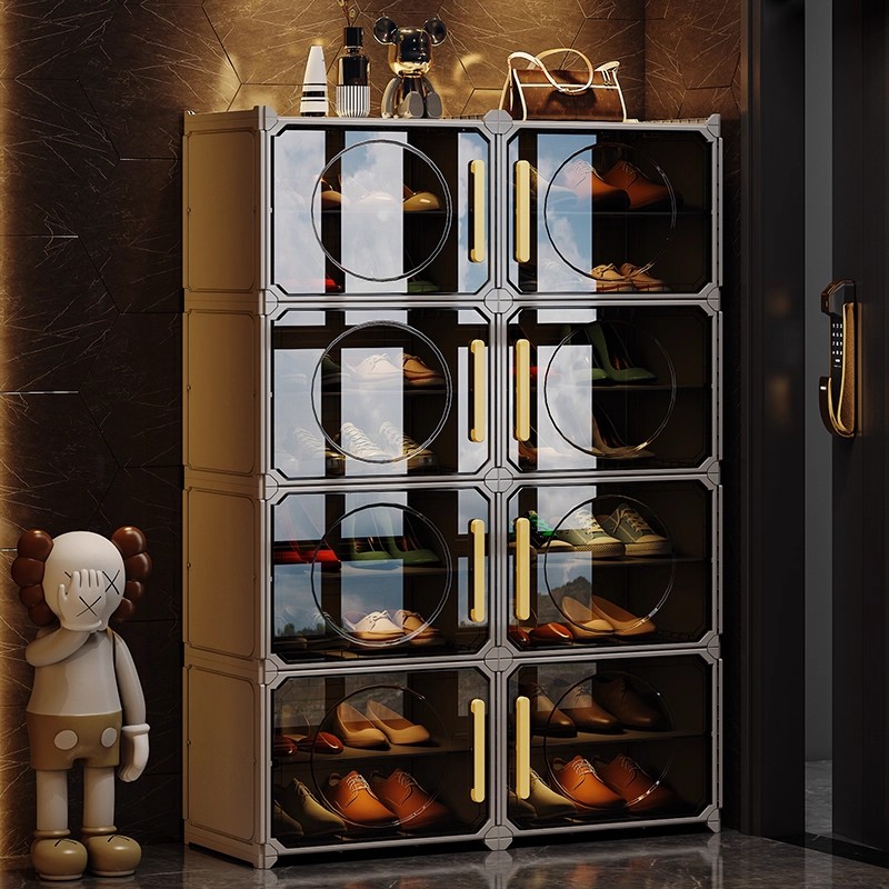 透明鞋盒收纳盒鞋子收纳多层鞋柜收纳柜一体靠墙家用门口塑料鞋架