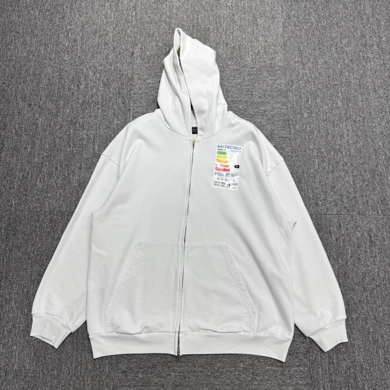 99新 Balenciaga/巴黎世家 节能标识连帽卫衣/s码/12902