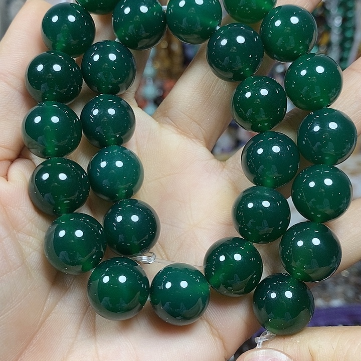 玛瑙/玉髓未镶嵌珠宝半成品A级高级绿玛瑙卡14mm