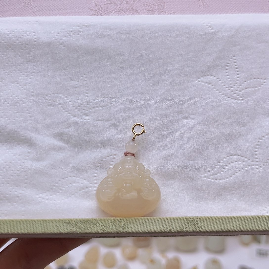 吊坠(不含链)18K金镶嵌和田玉