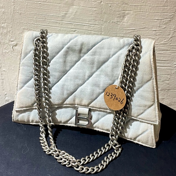 95新 Balenciaga/巴黎世家 夏七中古/做旧丹宁crush单肩包1239026